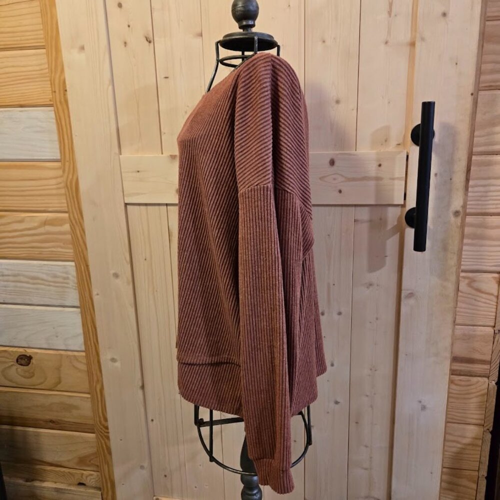 Brown Ribbed Sweater - Picture 3 of 4